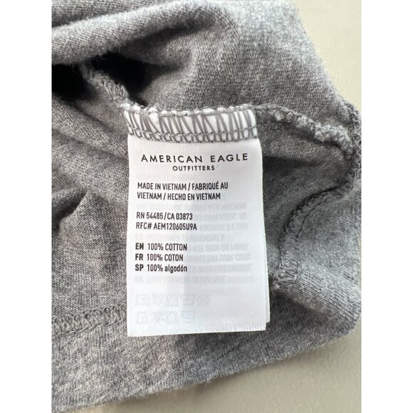 American Eagle Crewneck Long Sleeve T Shirt Mens Small Standard Fit Gray Active - Picture 7 of 11